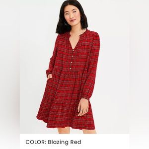 Ann Taylor Loft Shimmer Plaid Tiered Dress